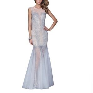 GIGI by LA FEMME Embellished Mermaid tulle gown
